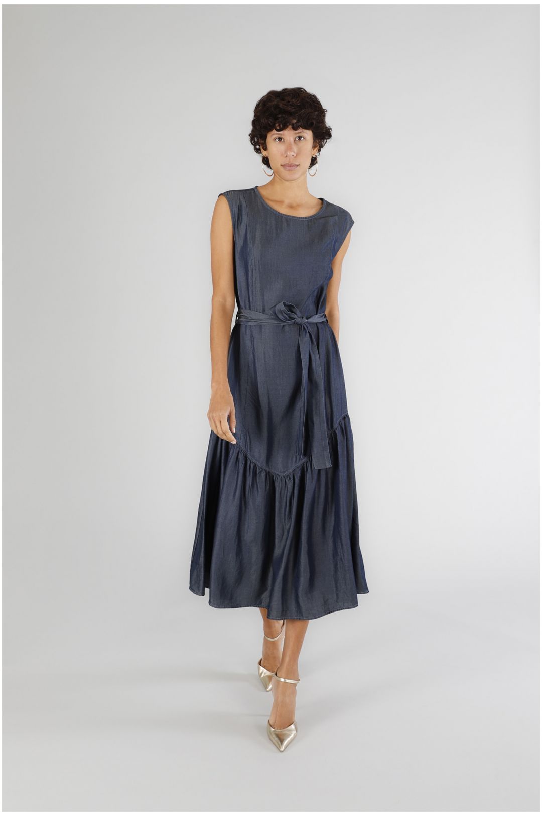 CAFèNOIR abito donna longuette midi tencel denim C7JA0218 B009 INDACO BLU estate 2025