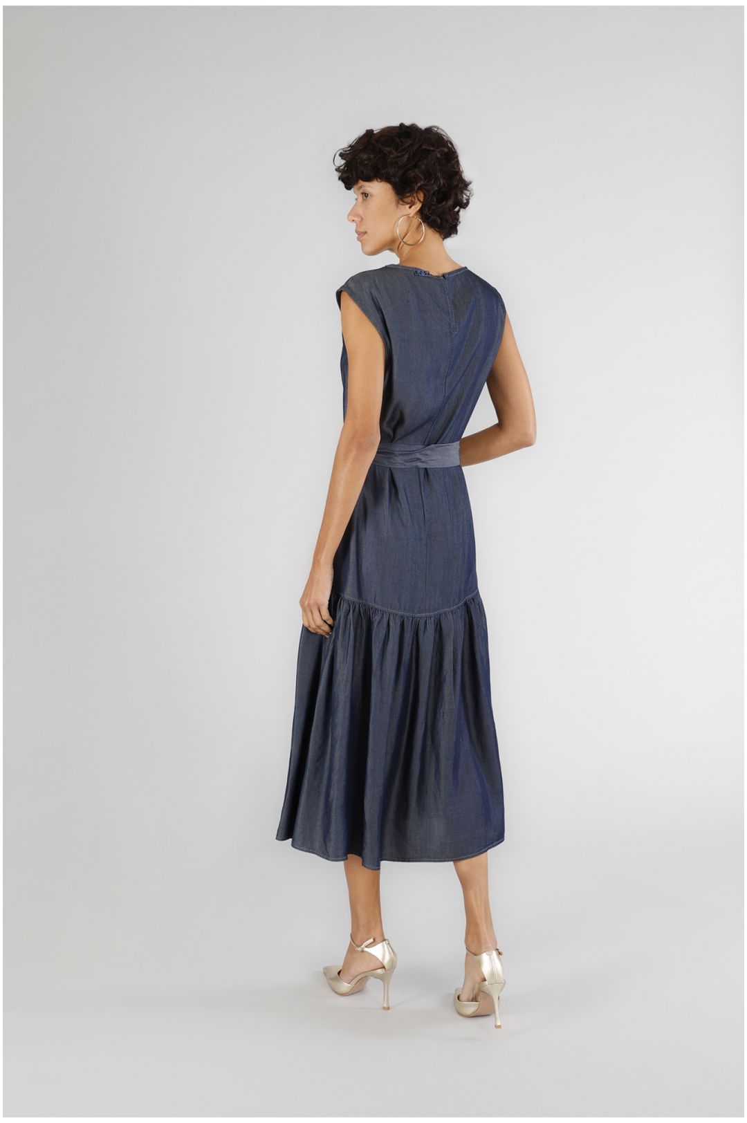 CAFèNOIR abito donna longuette midi tencel denim C7JA0218 B009 INDACO BLU estate 2025