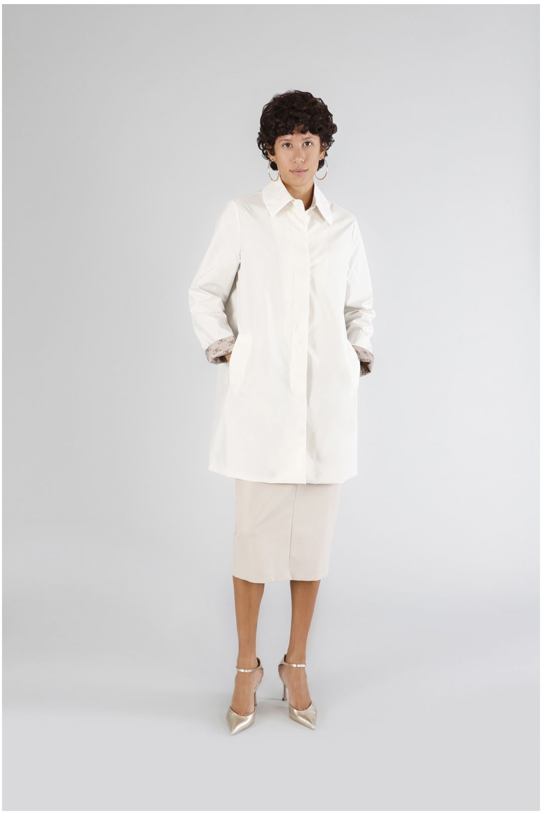 CAFèNOIR giubbino donna spolverino lungo al ginocchio nylon C7JI0088 W038 PANNA estate 2025