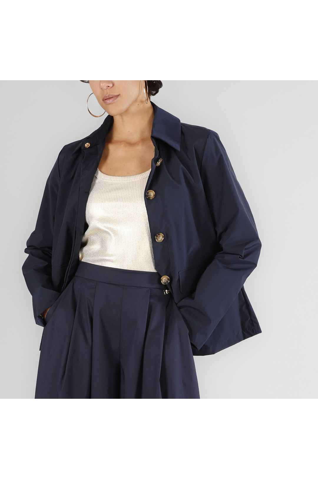 CAFèNOIR giubbino donna spolverino corto nylon C7JI0089 B020 NAVY BLU estate 2025