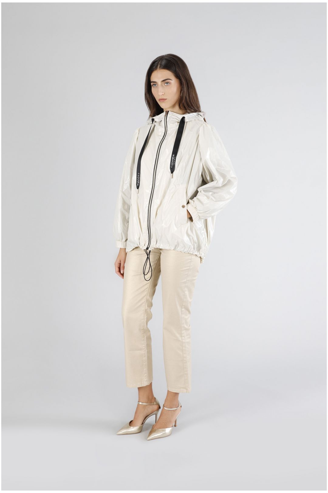 CAFèNOIR giubbino donna spolverino k way cappuccio nylon over C7JI0091 W038 PANNA estate 2025