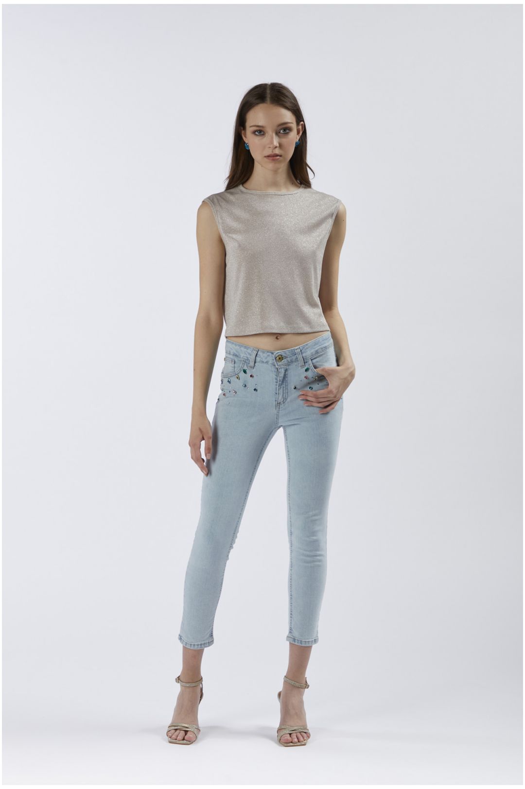 CAFèNOIR pantaloni donna jeans skinny C7JJ0137 B010 CELESTE CHIARO estate 2024