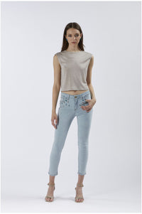 Thumbnail for CAFèNOIR pantaloni donna jeans skinny C7JJ0137 B010 CELESTE CHIARO estate 2024