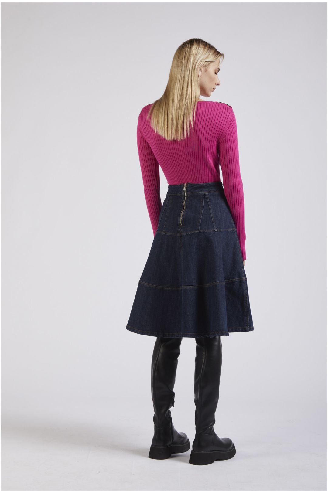 CAFèNOIR gonna donna jeans denim svasata C7JO0037 B008 BLU SCURO inverno 2023