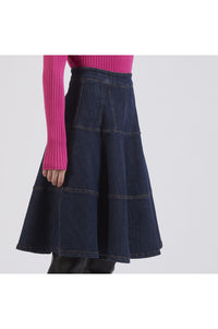 Thumbnail for CAFèNOIR gonna donna jeans denim svasata C7JO0037 B008 BLU SCURO inverno 2023