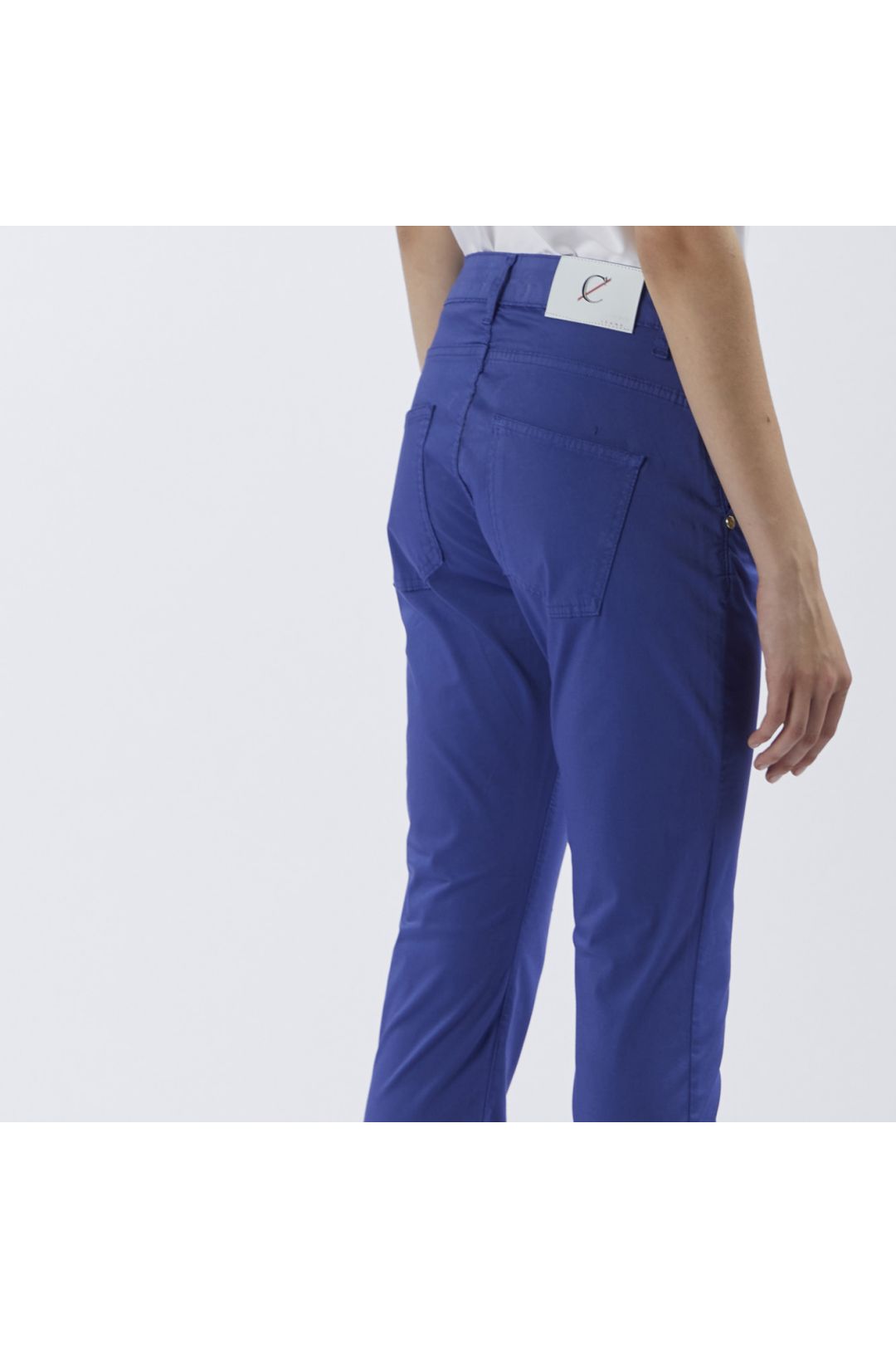 CAFèNOIR pantaloni donna slim cotone stretch C7JP0167 B055 BLU ROYAL estate 2024
