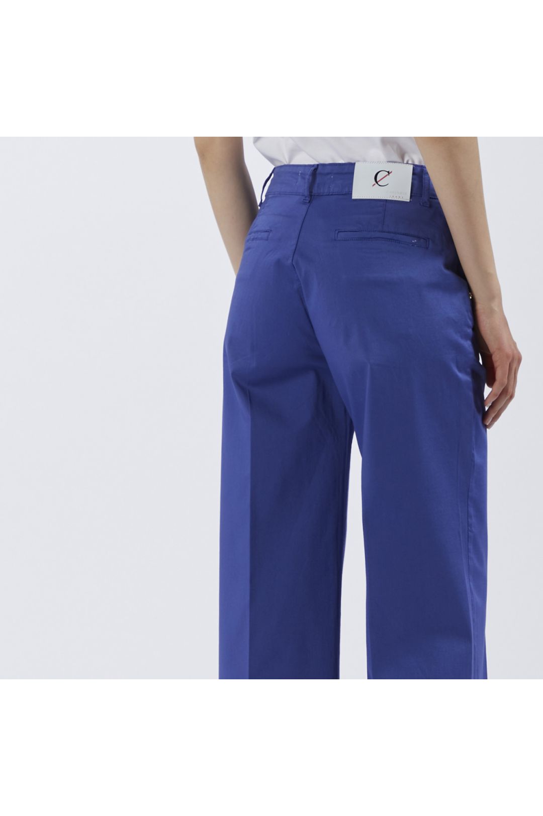 CAFèNOIR pantaloni donna palazzo cotone C7JP0168 B055 BLU ROYAL estate 2024