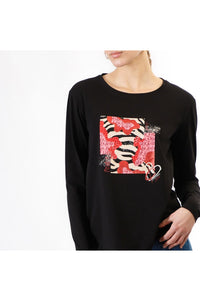 Thumbnail for CAFèNOIR t-shirt donna manica lunga cotone C7JT0194 N001 NERO inverno 2024