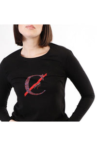 Thumbnail for CAFèNOIR t-shirt donna manica lunga cotone C7JT0195 N001 NERO inverno 2024
