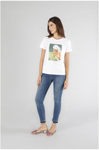 Thumbnail for CAFèNOIR t-shirt donna manica corta cotone stampa C7JT0211 W001 BIANCO estate 2025