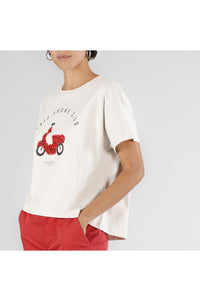 Thumbnail for CAFèNOIR t-shirt donna manica corta cotone cropped vespa C7JT0214 W065 BEIGE estate 2025