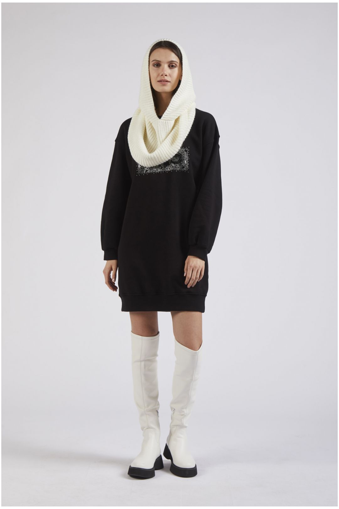 CAFèNOIR cappuccio donna passamontagna ampio C7JU0079 W001 PANNA inverno 2023