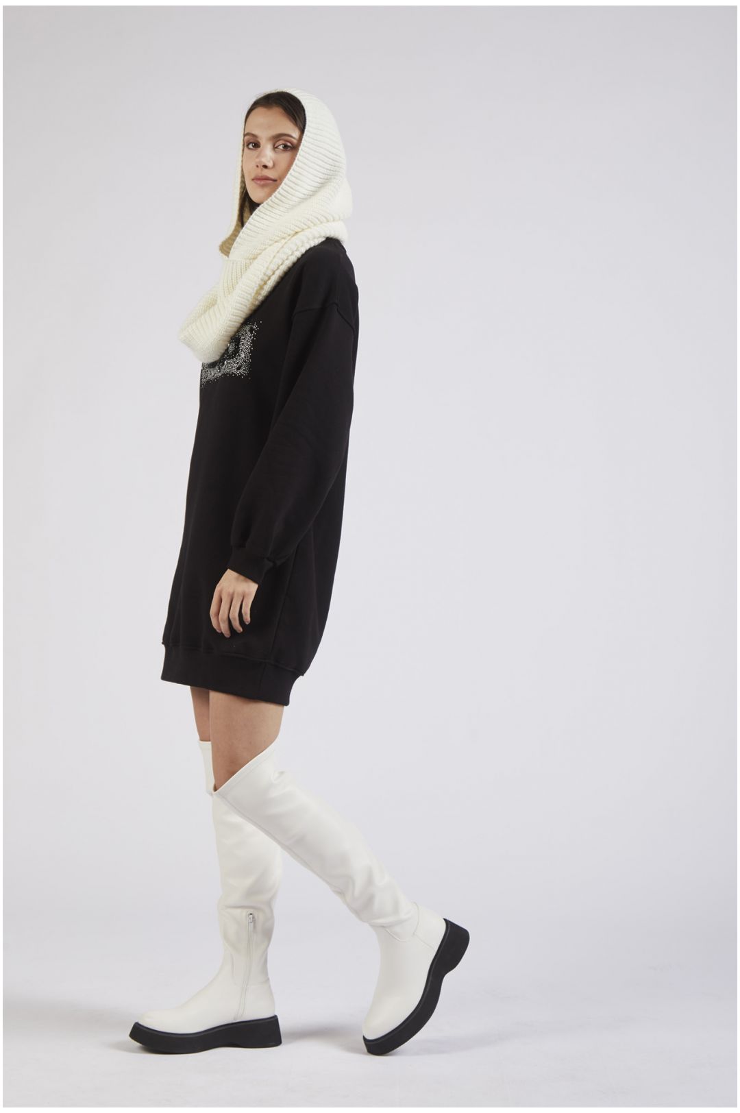 CAFèNOIR cappuccio donna passamontagna ampio C7JU0079 W001 PANNA inverno 2023