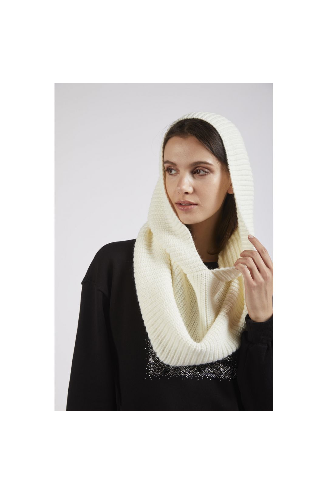 CAFèNOIR cappuccio donna passamontagna ampio C7JU0079 W001 PANNA inverno 2023