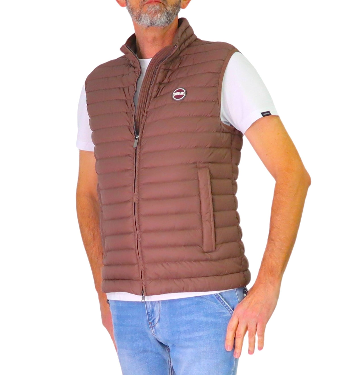 COLMAR gilet uomo smanicato piuma leggero 1248 8VX REPUNK 768 MARRONE estate 2026