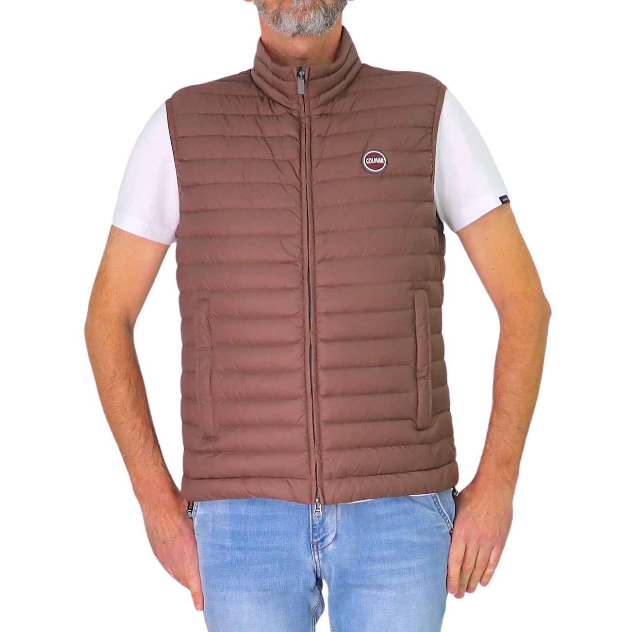 COLMAR gilet uomo smanicato piuma leggero 1248 8VX REPUNK 768 MARRONE estate 2026