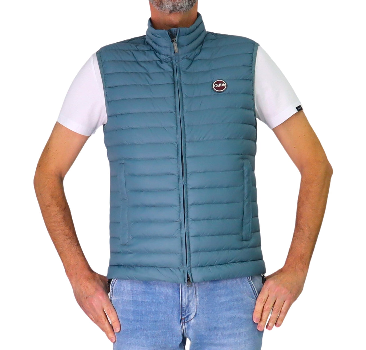 COLMAR gilet uomo smanicato piuma leggero 1248 8VX REPUNK 763 CELESTE estate 2026