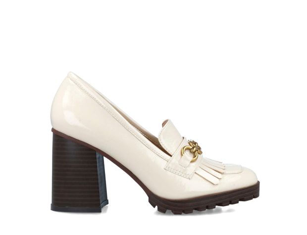 MENBUR scarpe mocassino donna vernice tacco alto 24617 0006 PANNA inverno 2023