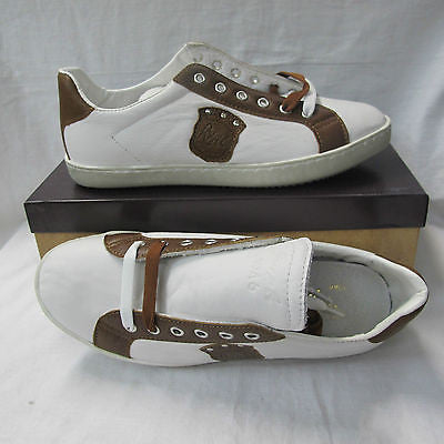 RYAL scarpe uomo "SNEAKERS" modello SCUDETTO color BIANCO/MARRONE estate 2015 - dodo.club - 1