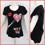 BEKèR t-shirt donna NICE TO MEAT YOU CUORE colore NERO estate 2018
