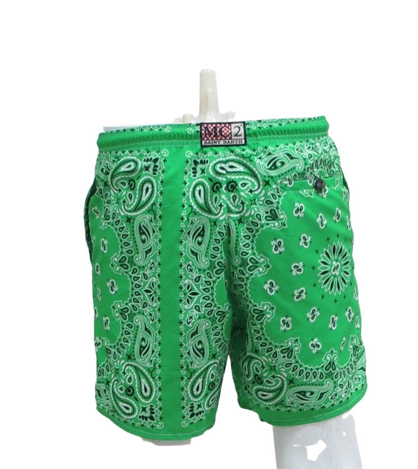 MC2 SAINT BARTH boxer costume mare uomo BANDANA HYPE 75 VERDE estate 2020