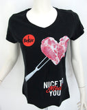 BEKèR t-shirt donna NICE TO MEAT YOU CUORE colore NERO estate 2018