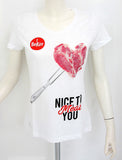 BEKèR t-shirt donna NICE TO MEAT YOU CUORE colore BIANCO estate 2018
