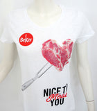 BEKèR t-shirt donna NICE TO MEAT YOU CUORE colore BIANCO estate 2018