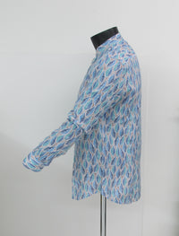 Thumbnail for BASTONCINO camicia uomo collo coreana B2172 SIMO 03 AZZURRO BIANCO estate 2022