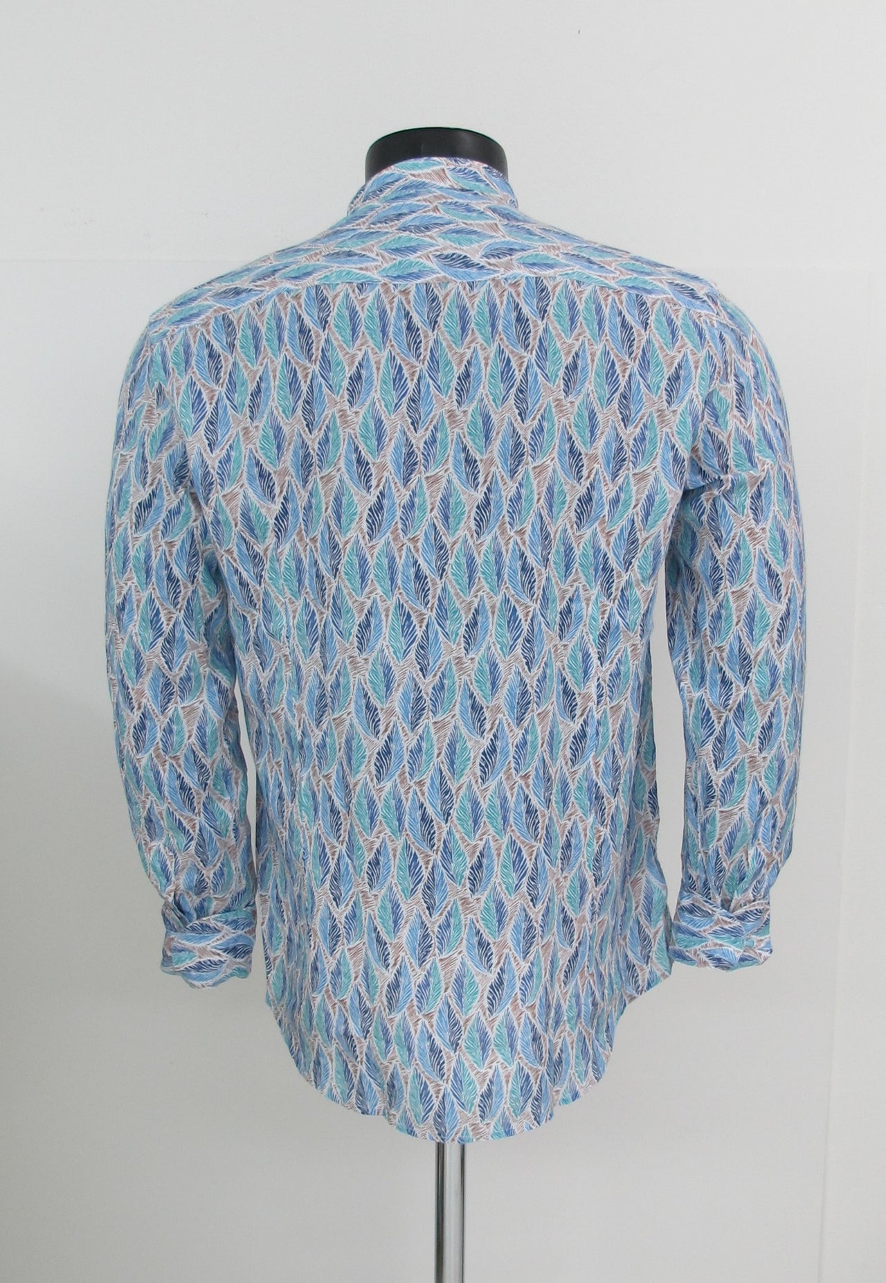 BASTONCINO camicia uomo collo coreana B2172 SIMO 03 AZZURRO BIANCO estate 2022