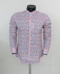 Thumbnail for BASTONCINO camicia uomo collo coreana B2172 SIMO 01 AZZURRO LILLA estate 2022