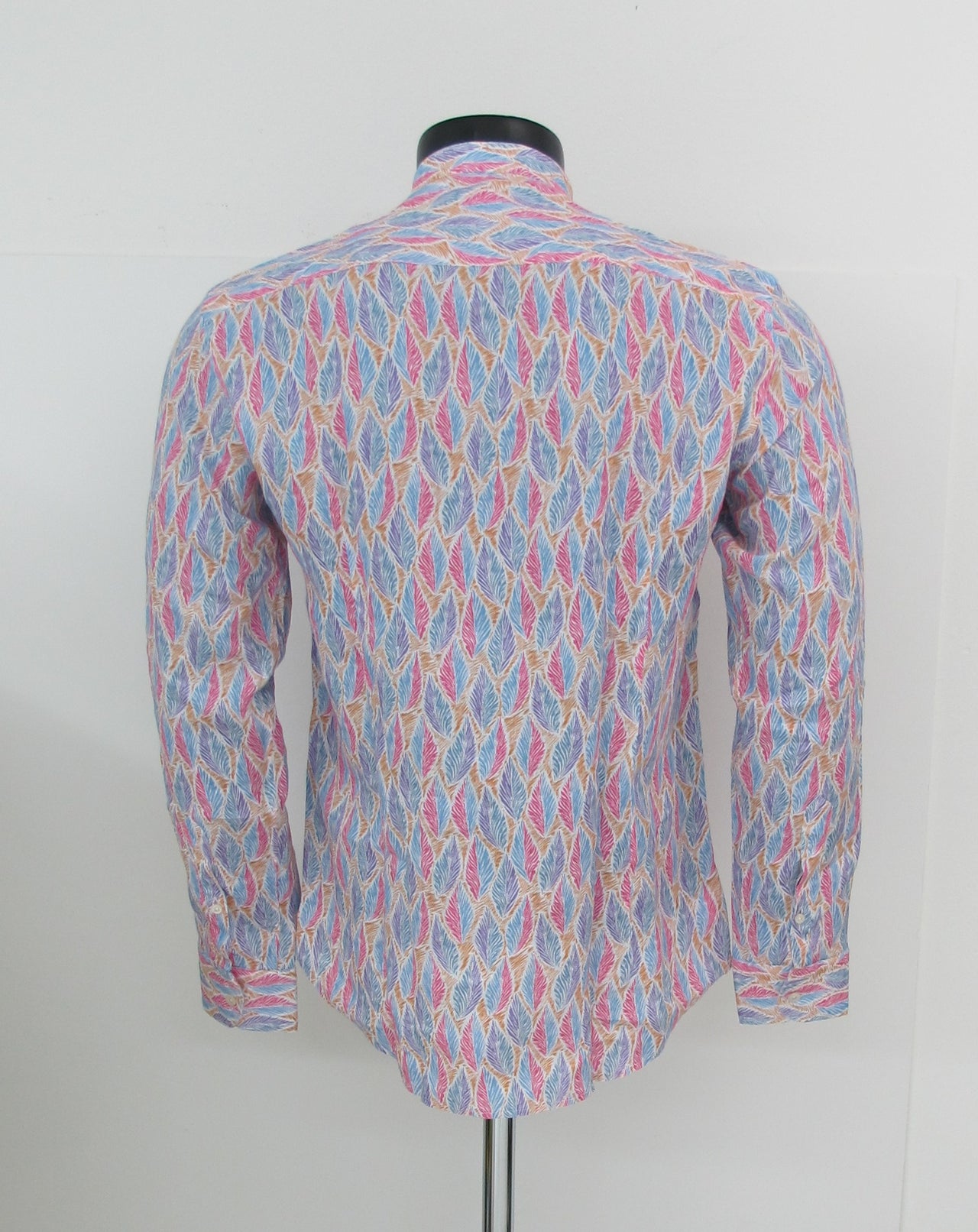 BASTONCINO camicia uomo collo coreana B2172 SIMO 01 AZZURRO LILLA estate 2022