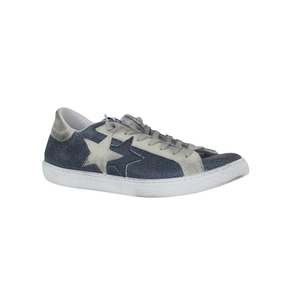 2STAR scarpe sneaker uomo low pelle 2SU3629 182 BLU PANNA inverno 2022