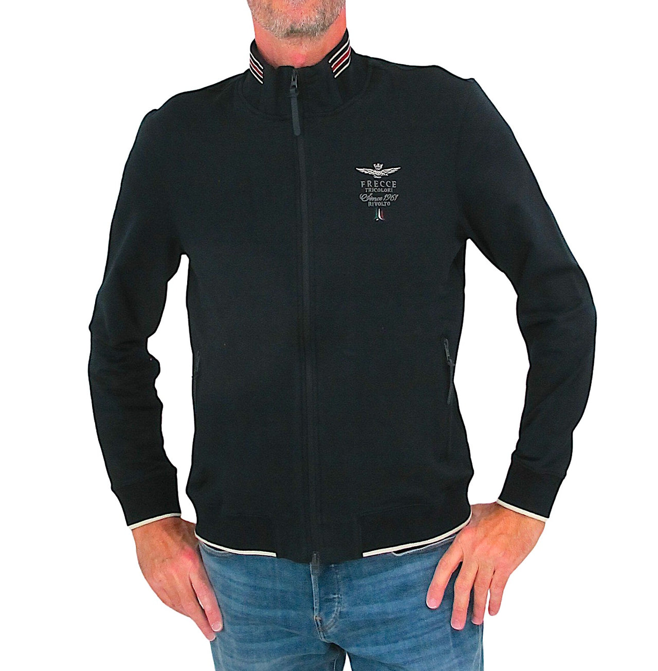 AERONAUTICA MILITARE felpa uomo zip 222FE1713F439 08331 BLU inverno 2022