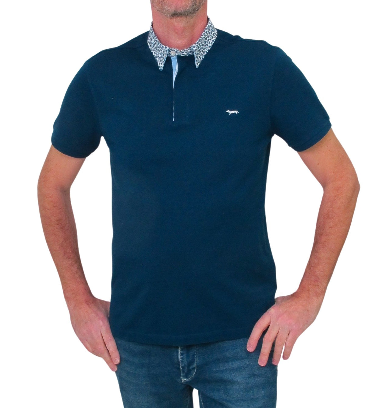 HARMONT & BLAINE polo uomo cotone LNJ005 N14 020004 808 BLU estate 2023