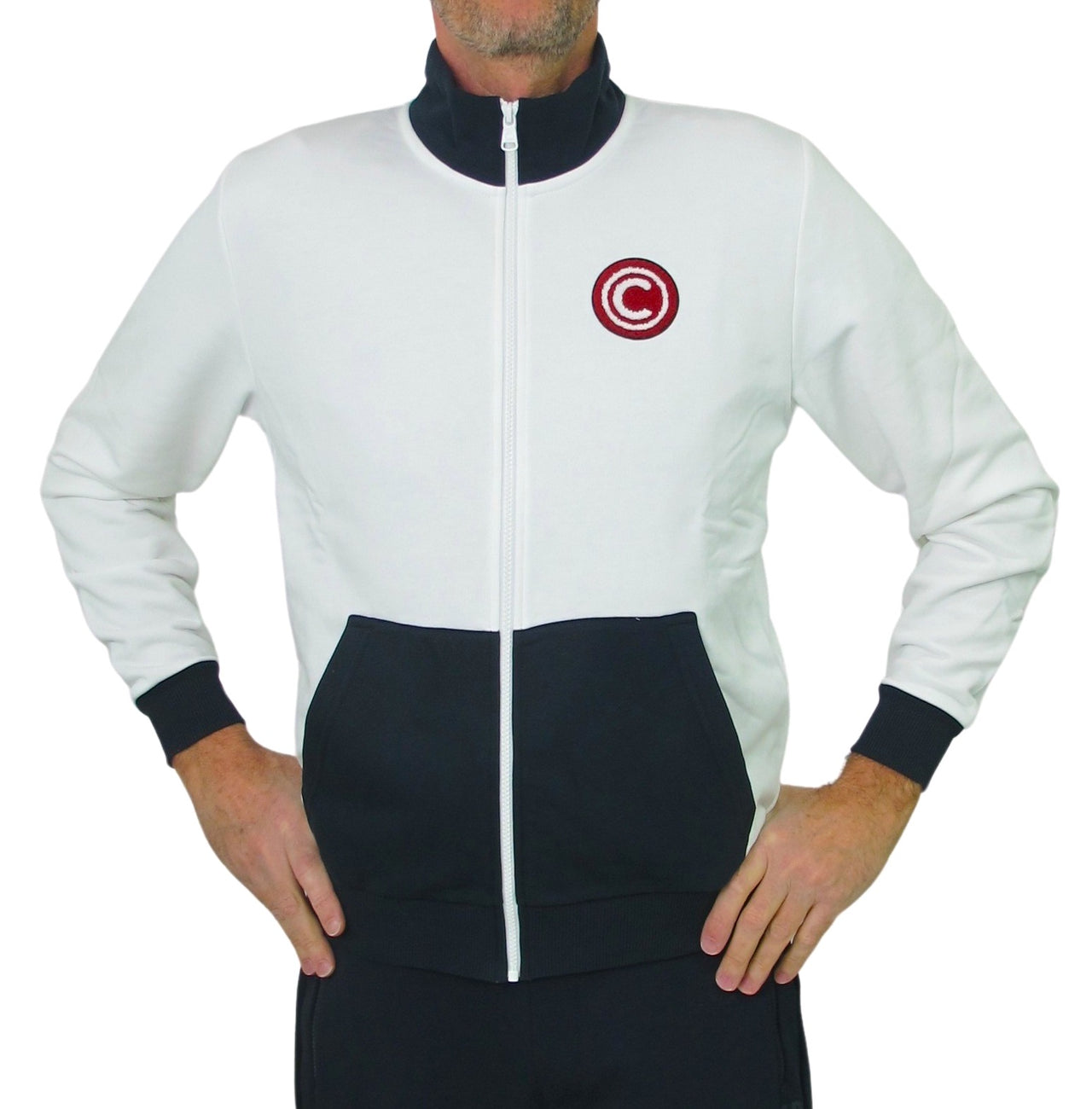 COLMAR felpa uomo cotone full zip 6140 5WS CONNECTIVE 01 BIANCO BLU estate 2023
