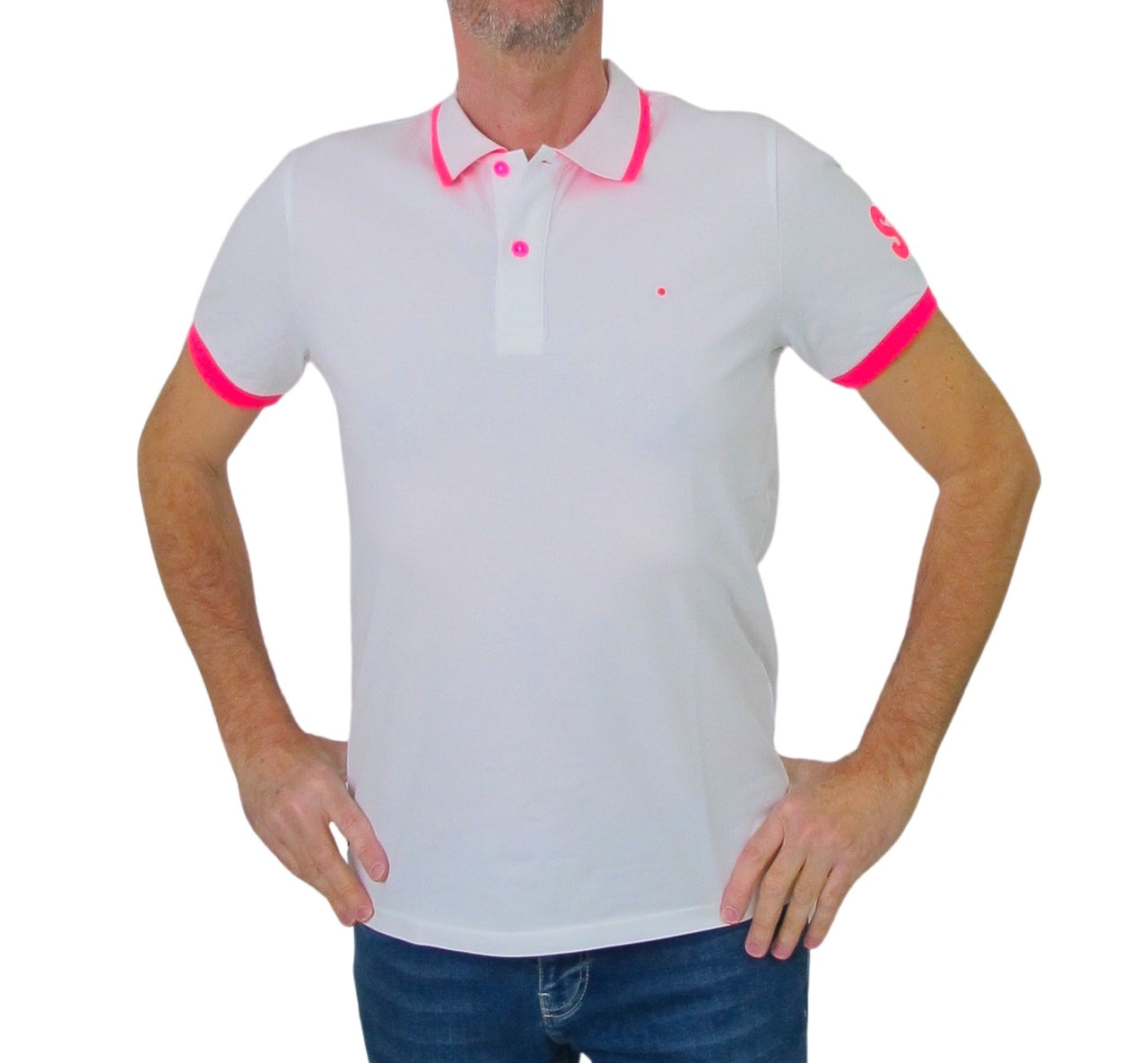 SHOCKLY polo uomo manica corta POLO SHO 6X7401 WHITE PINK BIANCO estate 2023