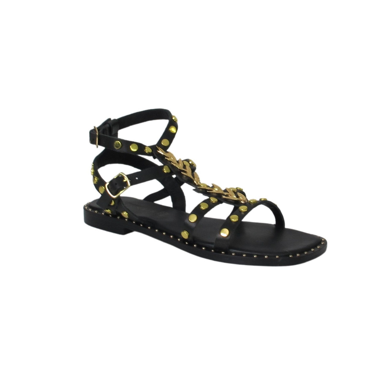 CAFéNOIR sandali donna flat  bassi cinturino C1GN1010 N001 NERO ORO estate 2021