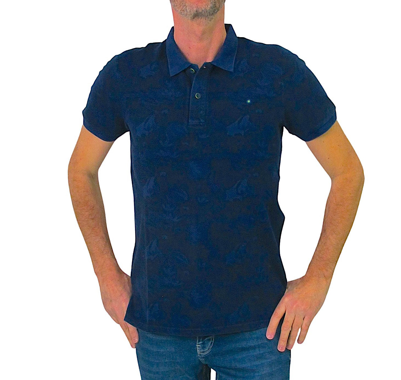 SHOCKLY polo uomo manica corta POLO CAMOUFLOWER 6X4117 INDIGO BLU estate 2023