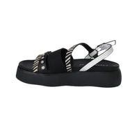 Thumbnail for CAFéNOIR sandali donna zeppa animalier C1HL9370 N012 NERO BIANCO estate 2021
