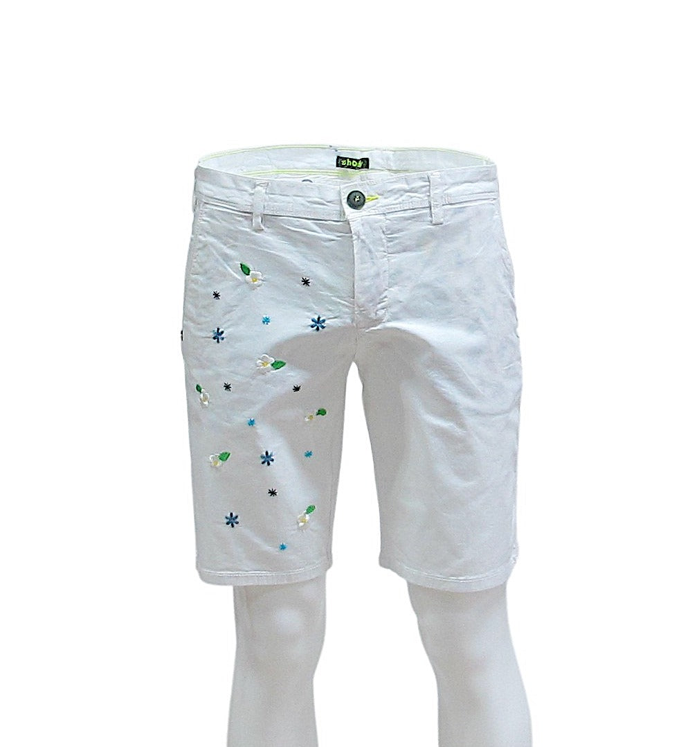 SHOCKLY bermuda uomo ricamate RICCIONE BLOOM 3P0201 BIANCO estate 2021