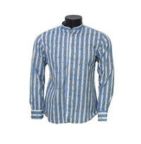 Thumbnail for BASTONCINO camicia uomo collo coreana SIMO B1828 BIANCO AZZURRO estate 2021
