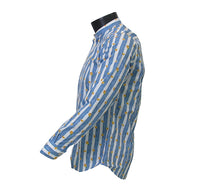 Thumbnail for BASTONCINO camicia uomo collo coreana SIMO B1828 BIANCO AZZURRO estate 2021