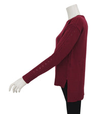 Thumbnail for CAFèNOIR maglione donna girocollo con traforo C7JM0014 R015 BORDEAUX inverno 2021