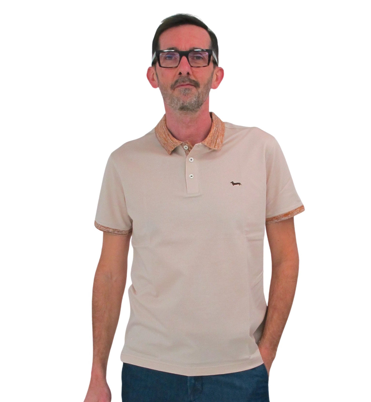 HARMONT & BLAINE polo uomo cotone LRH274 021067 218 BEIGE estate 2022