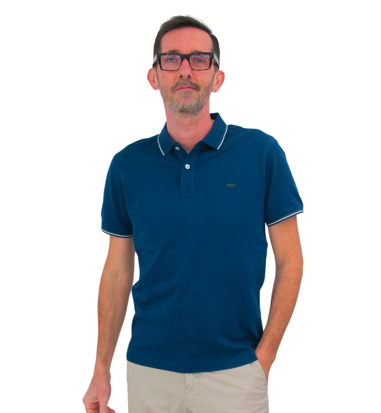 HARMONT & BLAINE polo uomo manica corta LNH032 020862 808 BLU estate 2022