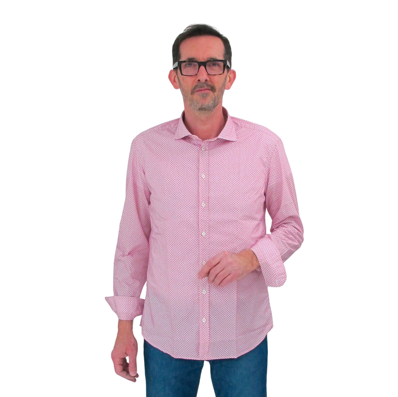 BASTONCINO camicia uomo collo francese cotone B2142 164 SIMO 01 ROSA estate 2022