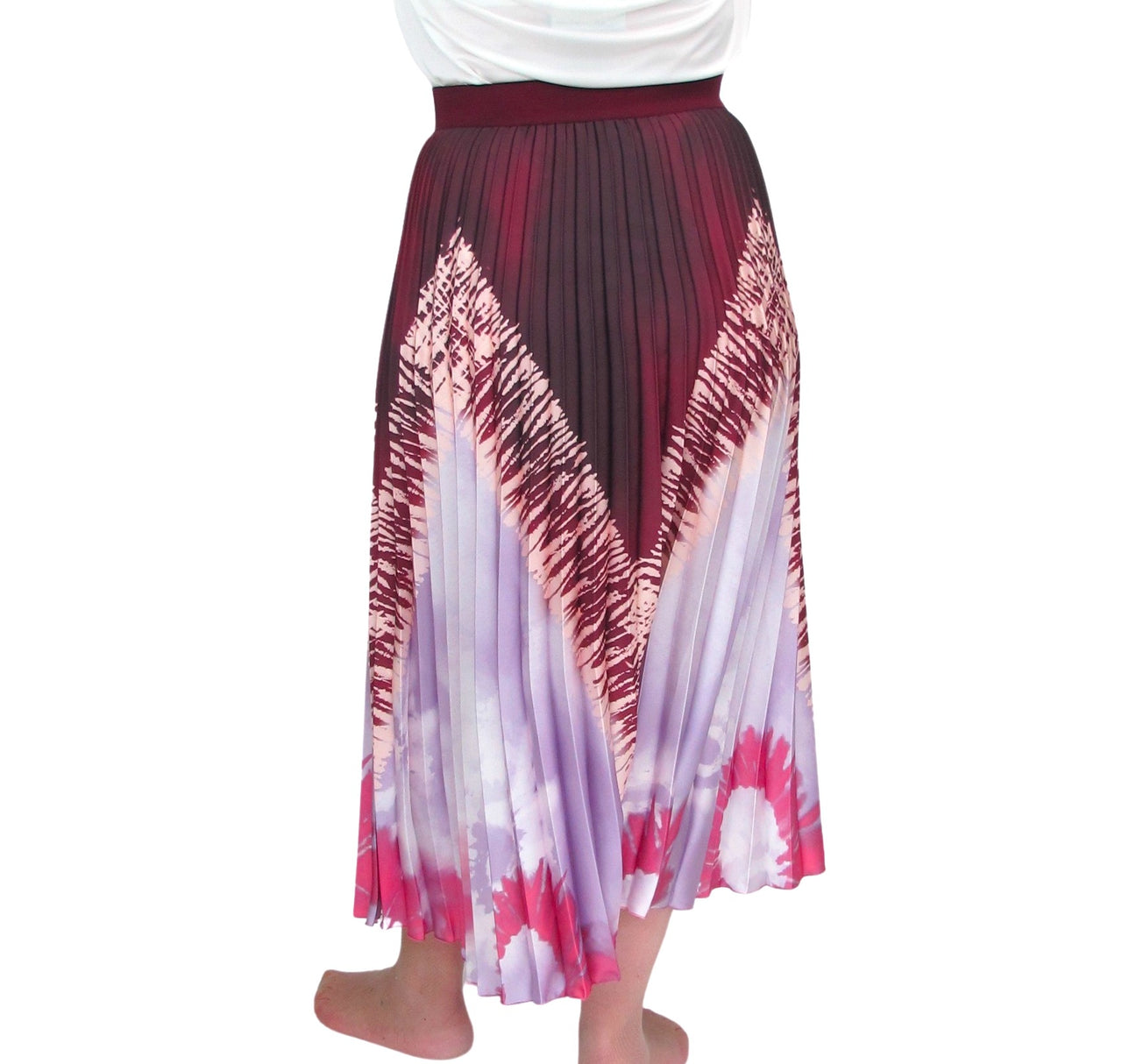 B.YU gonna donna plissè fantasia tie dye BY02154 432 BORDEAUX LILLA estate 2022