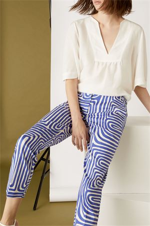 EMME di MARELLA pantaloni donna slim GRANADA 51310324 003 BLUETTE BIANCO estate 2022