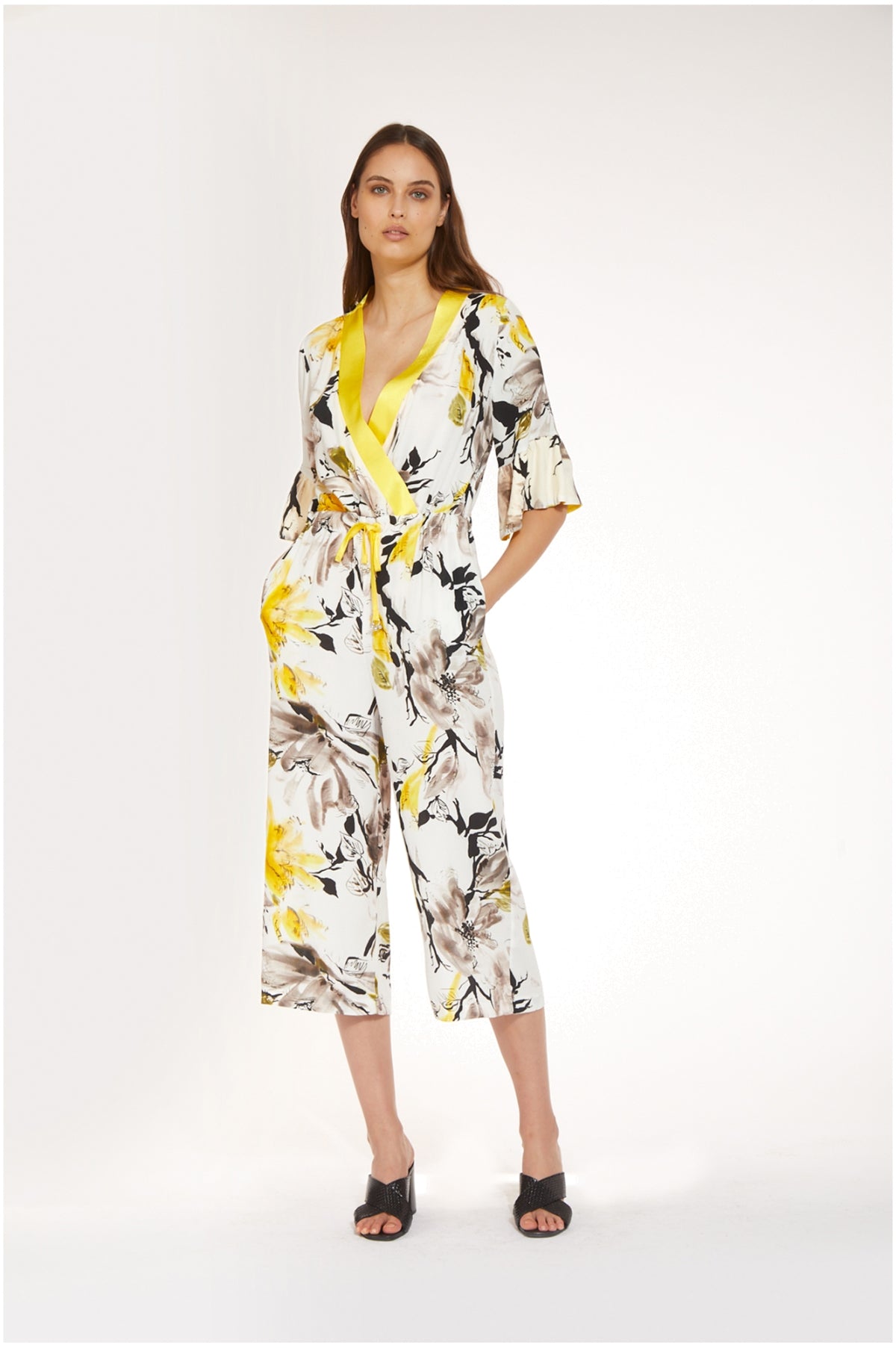 CAFèNOIR tuta donna jumpsuit scollo a V C7JA0035 S039 FIORE GIALLO estate 2022